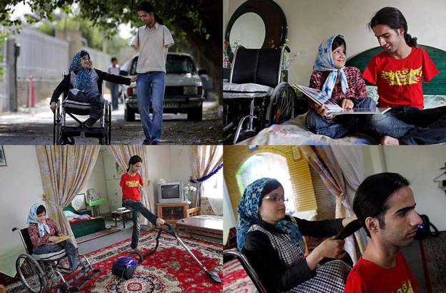 These pictures of Ahmad and Fatima, a young married couple who, despite Ahmad having no arms and Fatima having no legs, take care of each other.