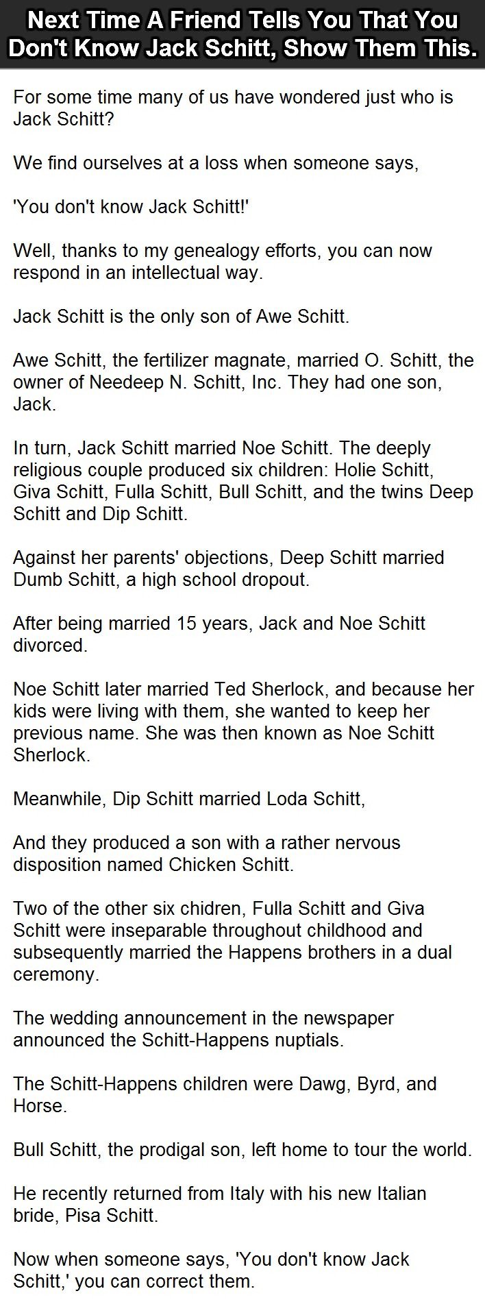 Next time a friend tells you that you dont know jack schitt, show them this