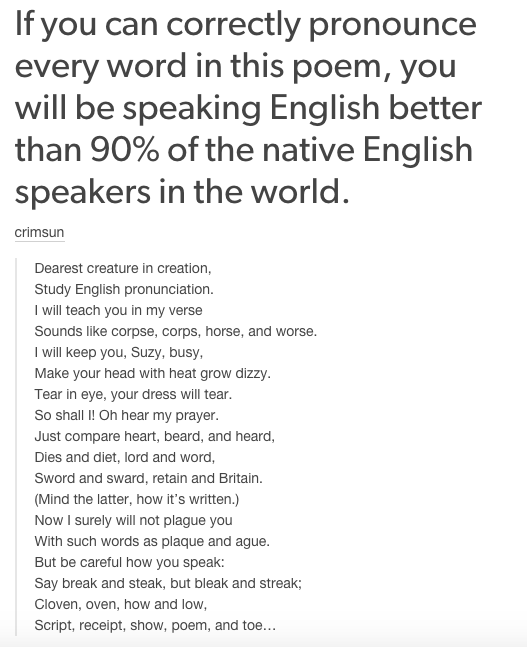 And that no one can really speak English, if you come to think of it.