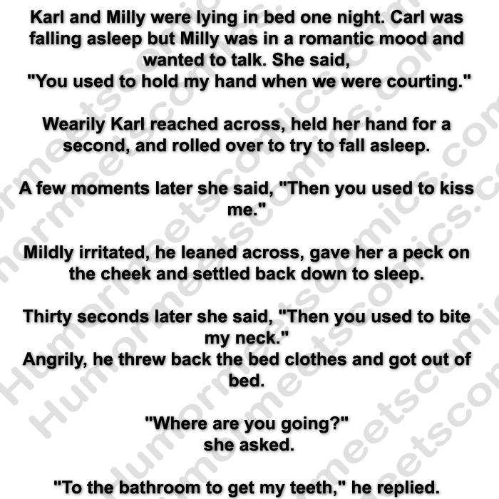 Karl and Milly were lying in bed one night