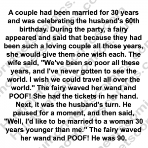 A couple had been married for 30 years