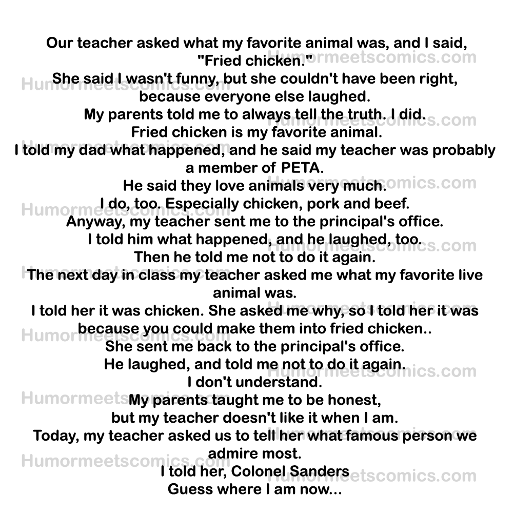 The teacher asked the student what her favorite animal was