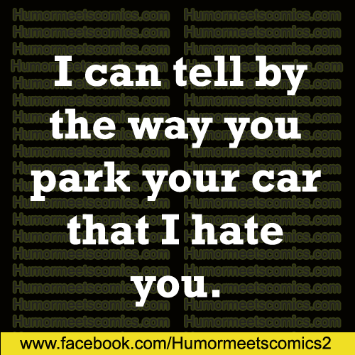 I can tell by the way you park your car that i hate you