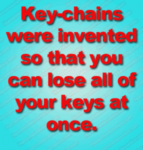Key-chains were invented so that you can lose all of your keys at once.