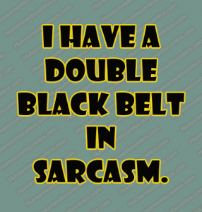 I have a double black belt in sarcasm.