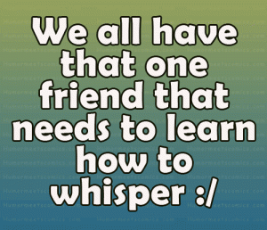 We all have that one friend that needs to learn how to whisper