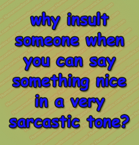 why insult someone when you can say something nice in a very sarcastic tone