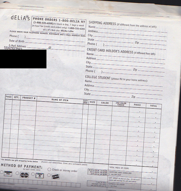That if you filled a dELiAs order form without any payment info, they’d magically give you the clothes for free.