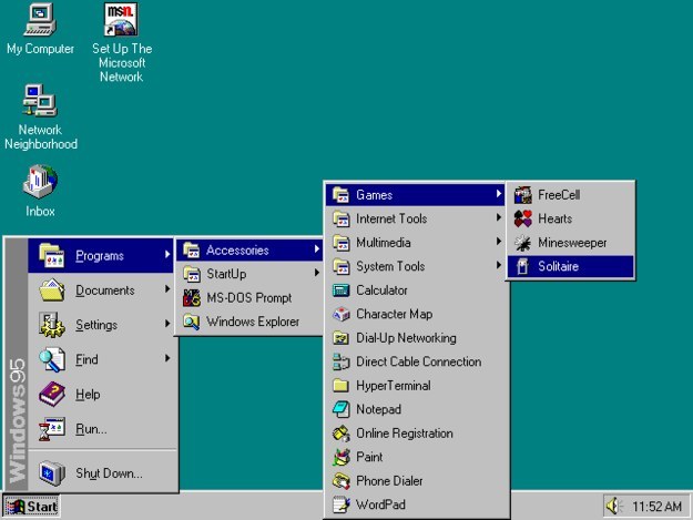 Having to open about 200 folders just to get to the games on Windows 95.