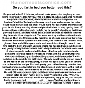 Do you fart in bed? If this story doesn't make you cry for laughing so hard, let me know and I'll pray for you