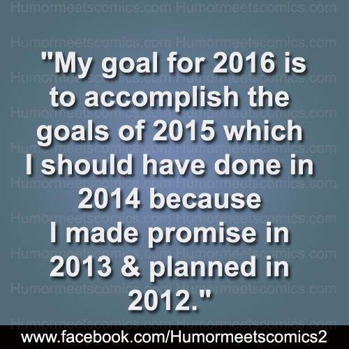 My goal for 2016 is to accomplish the goals of 2015