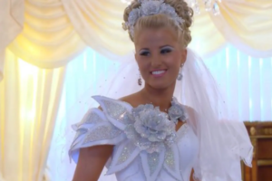 A teen bride marries her first cousin in a huge ceremony attended by 73 best men