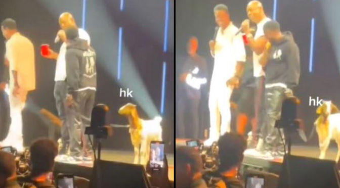 Kevin Hart gives Chris Rock a live goat named Will Smith during a comedy show